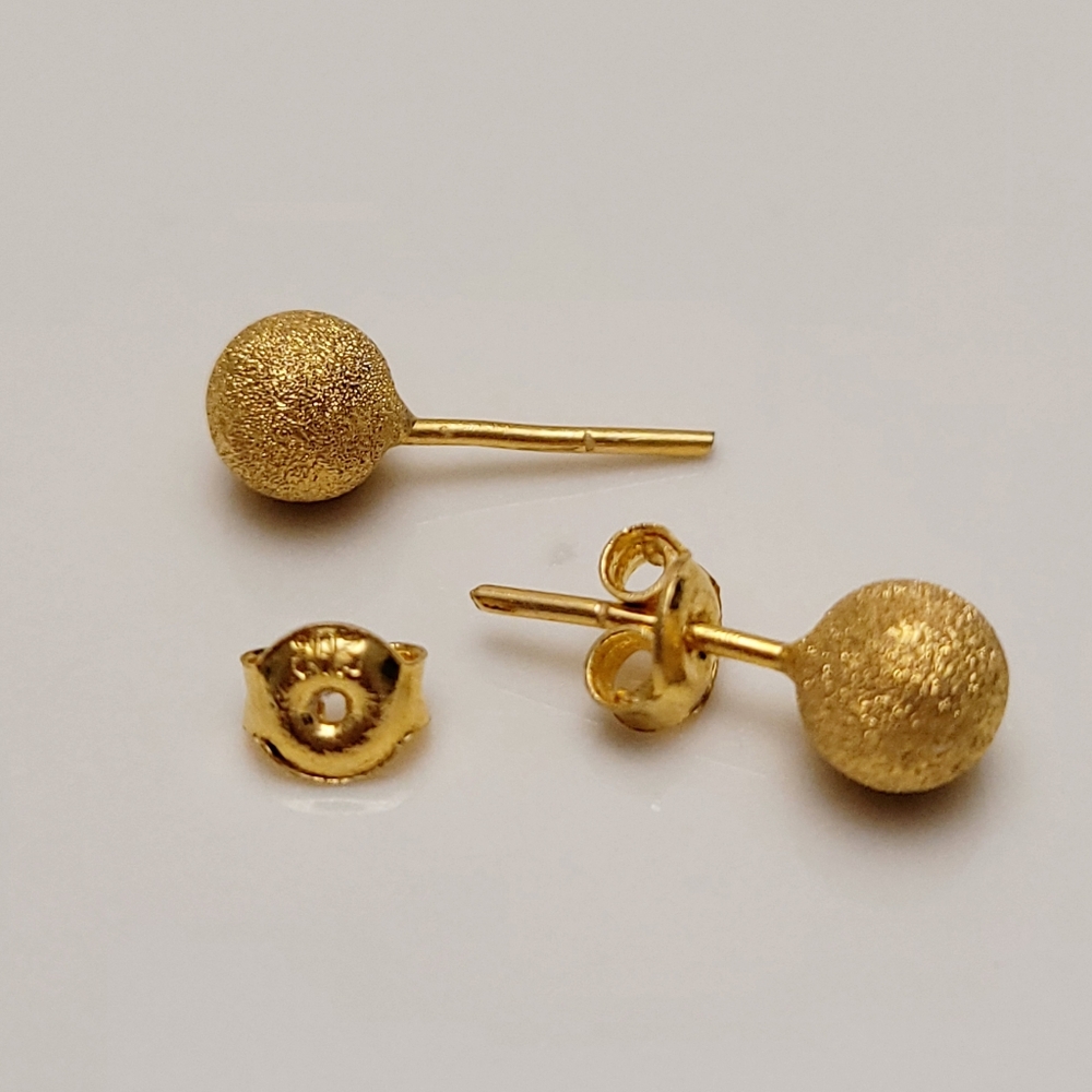 21K Solid Gold Balll Stud Earrings